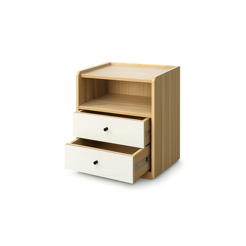 Side Table Basic 2 Drawer Due White