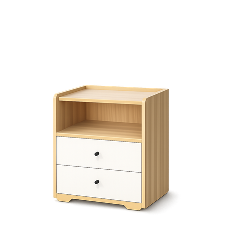 Side Table Basic 2 Drawer Due White