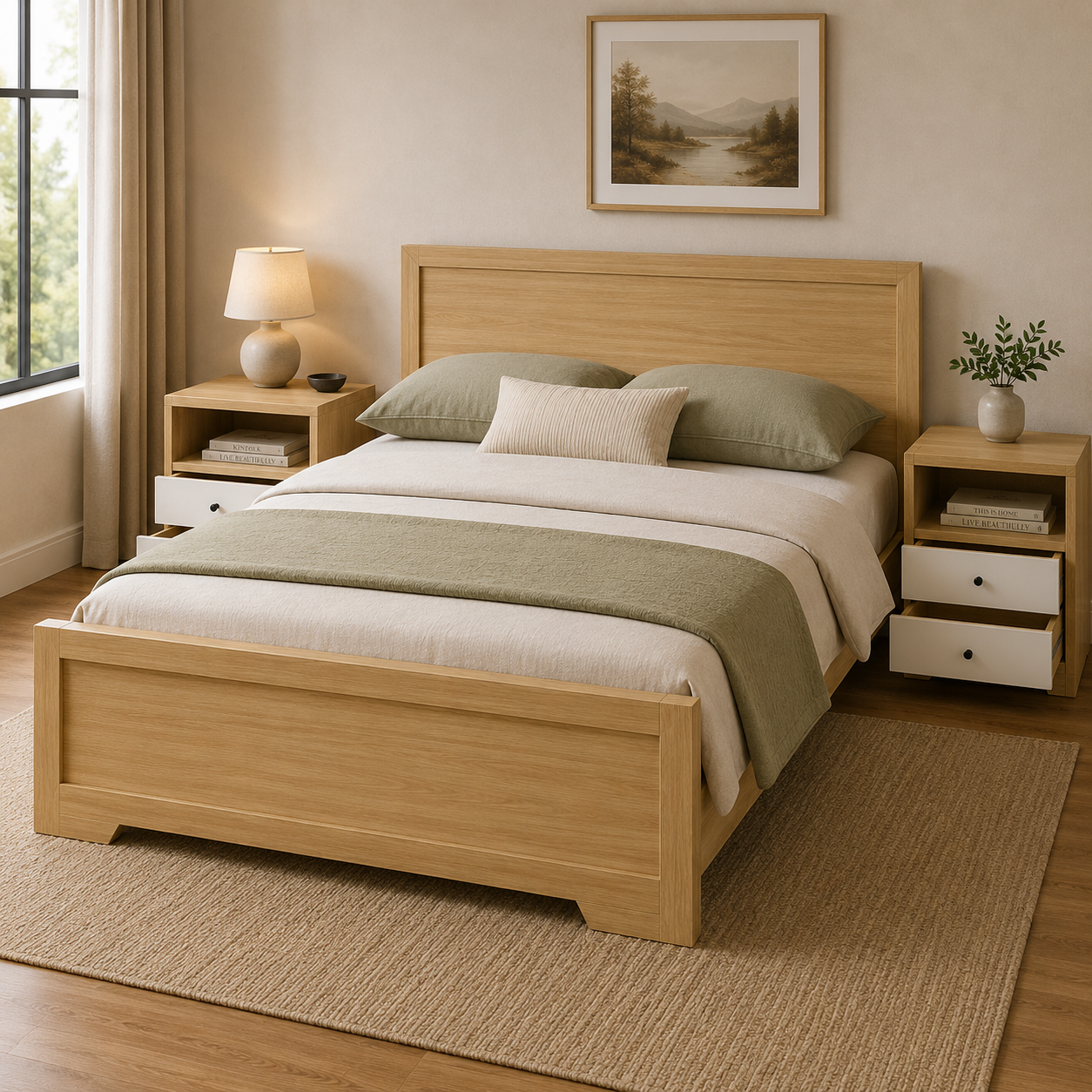 Side Table Basic 2 Drawer Due White