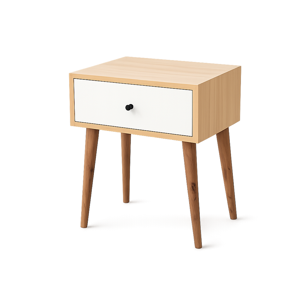 Side Table  Slim 1 Drawer Due White