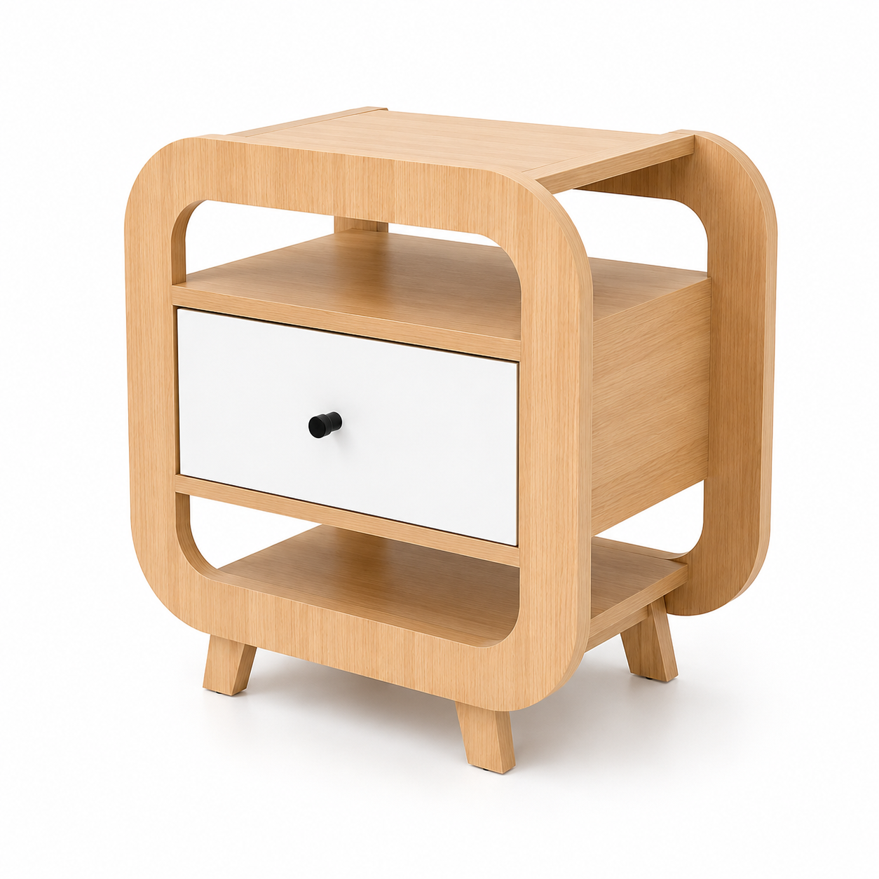 Side Table Frame 1 Drawer Due White