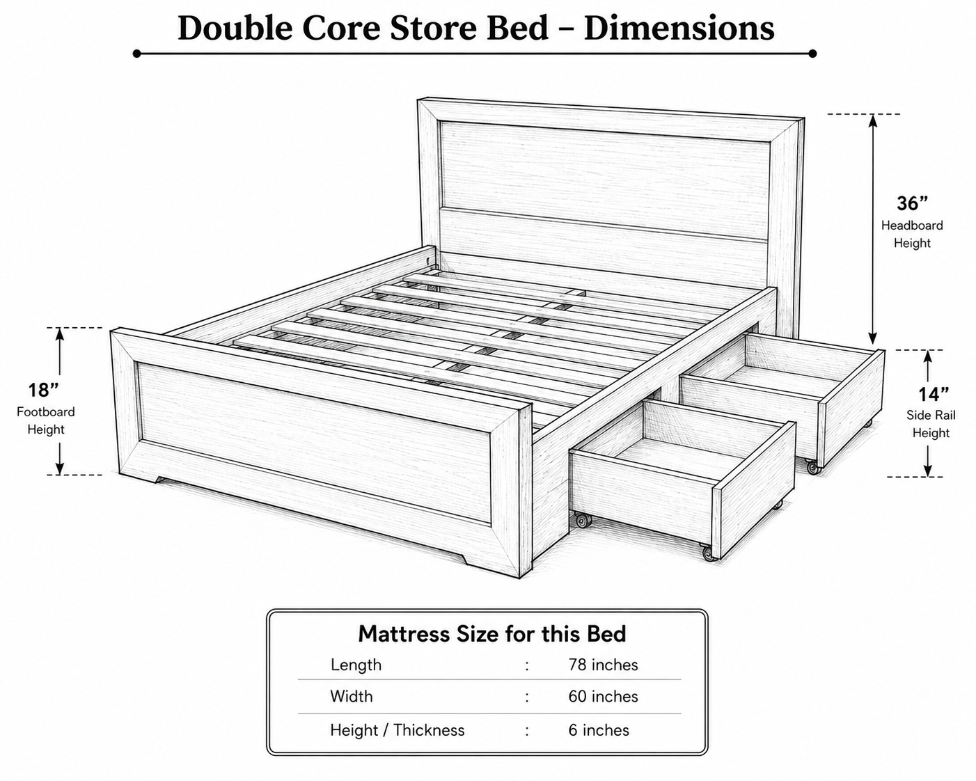Double Core Store Bed
