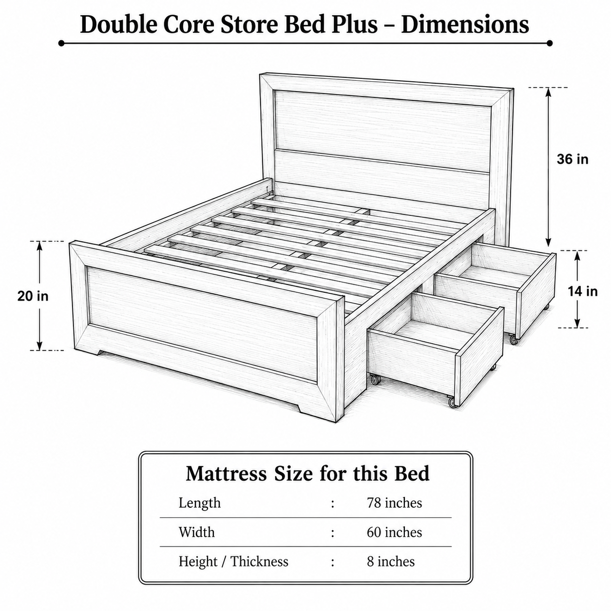 Double Core Store Bed Plus