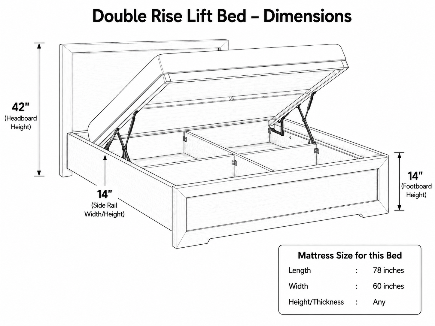 Double Rise Lift Bed